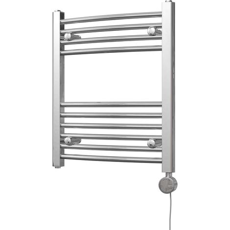 Zennor - Chrome Electric Towel Rail H600mm x W500mm Curved 200w Thermostatic (1/3)