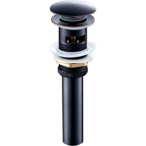 Bounce Drain, Bassin fin en cuivre noir avec trop-plein, anti-odeur et anti-insectes, Accessoires de lavabo, tuyau d'évacuation. (1/2)