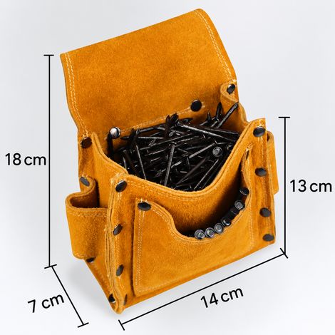 Sacoche à clous de charpentier en cuir de vachette jaune avec ceinture réf 5210 300 g – Livraison gratuite