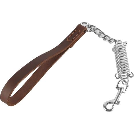 Short Dog Leash 55cm/21.6" with PU Handle and Heavy Duty Metal Alloy Hooks, Spring Design Explosion-Proof Pad for Walking Training (1/5)