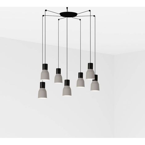 Faro KOMBO Suspension pour plafond suspendu à 7 lumières en grappe grise (1/2)