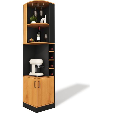 Armadio angolare per vino 40x40x182 cm con portabottiglie e portacalici HOMVRA (1/5)