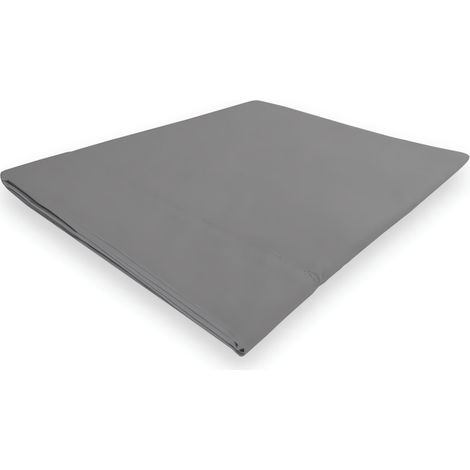 Drap plat en coton 260x300 cm PERCALE gris, par Soleil d'ocre