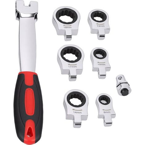 Jeu de clés à cliquet 8-19 mm avec têtes interchangeables, flexible, pour la réparation automobile, les travaux de bricolage et de construction. (1/5)