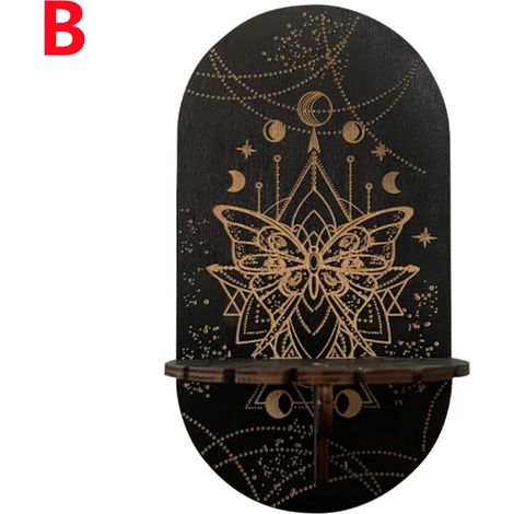 (B) Étagère murale décorative en bois et cristal, support flottant, étagères flottantes, style bohème, décoration murale suspendue (1/5)