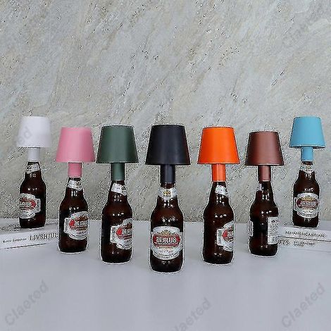 Lámpara de mesa LED con forma de botella de vino y carga USB, ideal para bares y cafeterías. (1/5)