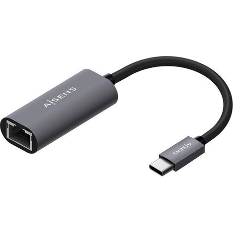Adaptador USB Tipo-C Aisens A109-0709/ USB Tipo-C Macho - RJ45 Hembra/ 15cm/ Gris (1/4)
