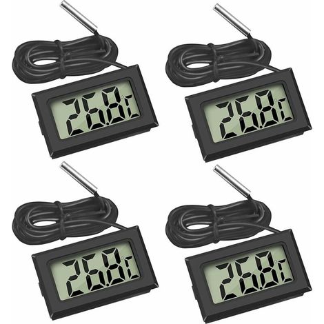 Mini Digital LCD Thermomètre Température avec Sonde de Température Capteur Testeur pour Réfrigérateur Congélateurs Aquarium 4X Noir (1/5)