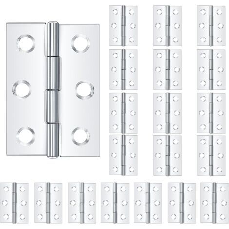 Lot de 20 charnières en acier inoxydable, charnières de porte avec trous de fixation, connecteurs, charnières à charnière piano, charnières pliantes, pour armoire, porte, meuble (1/5)