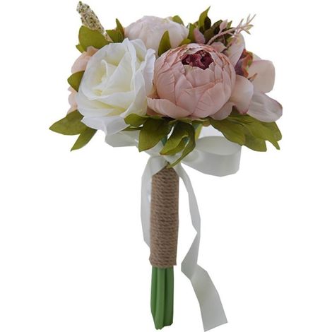 Fleurs de soie intemporelles, bouquet de mariée composé de pivoines artificielles réalistes pour un mariage inoubliable-AquaForge (1/4)