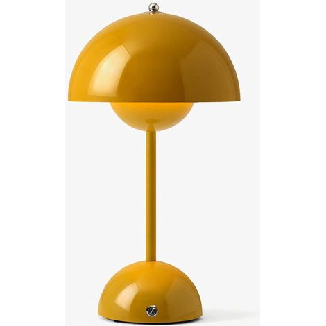 Lampe de Table Moderne en Forme de Champignon en Fer à LED - Lampe de Chevet Nordique Ronde en métal pour Salon, Chambre à Coucher, Salle d'étude, Bureau à Domicile (Jaune) (Rouge) (1/5)