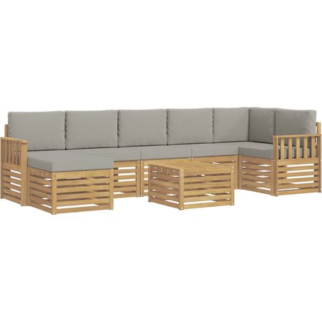 Ensemble de canapés d'extérieur 7 pc Blanc et gris clair vidaXL