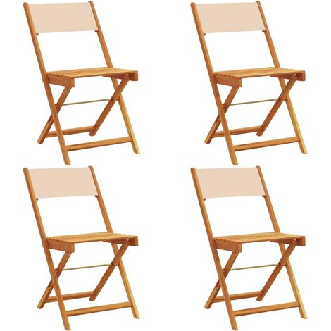 Maison Exclusive - Gartenstühle 4 Stk. Klappbar Beige Stoff und M (1/5)