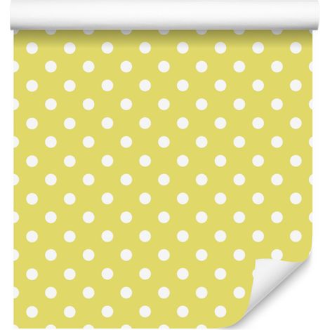 Papier peint à pois crème et jaunes, motifs doux pour salon et chambre 50x1000 cm (1/5)