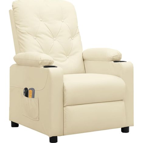 Maison Exclusive - Poltrona Massaggiante Elettrica Crema Similpelle