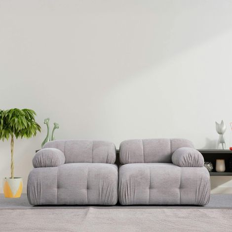 Canapé modulable 2 places gris clair, assise profonde 190 cm ICA