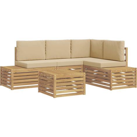 Set di divani da esterno con cuscino 5 Pezzo Bianco vidaXL (1/5)
