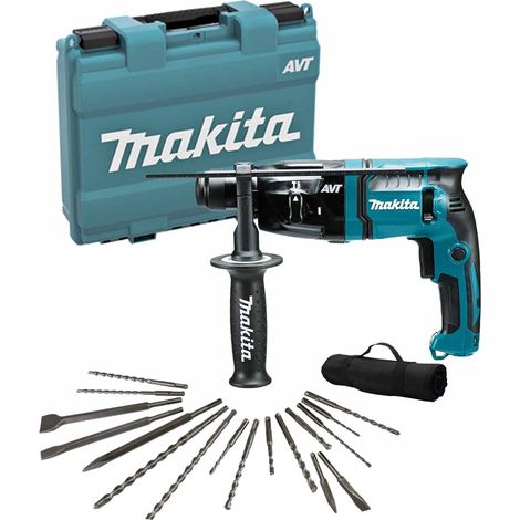 Makita HR1841F 240v SDS Plus AVT 2 Mode Rotary Hammer Drill + 17pc SDS Bit Set (1/5)