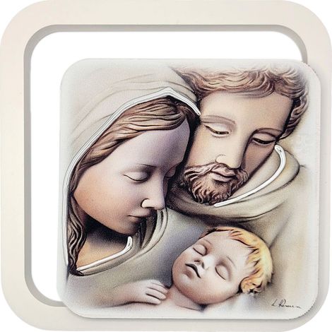 Dipinto della Sacra Famiglia su tavola  Dimensioni: 11x11 cm  Codice articolo: ES0620220