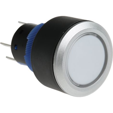 Bouton-poussoir, Momentané lumineux, LED Rouge, Unipolaire à deux directions (1RT), 3 A, 5 A, Transparent, Montage (1/4)