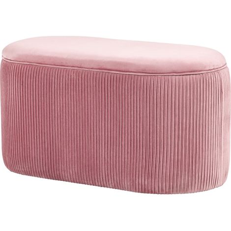 Jarier Banc de rangement ottomane velours côtelé rose (1/5)