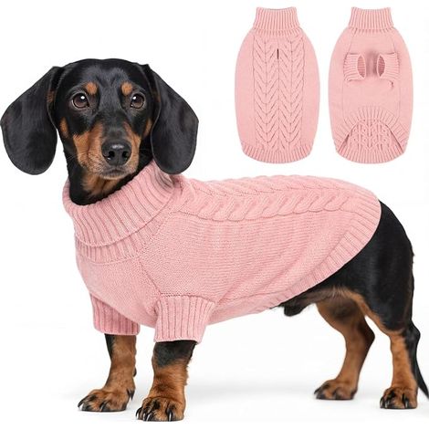 Pull Chien Taille M, Pull-Overs pour Chiens avec Manches, Tricot Pull pour Chien, Col Roulé Pull-Overs pour Chiens pour Bouledogue Français Teckel (1/5)