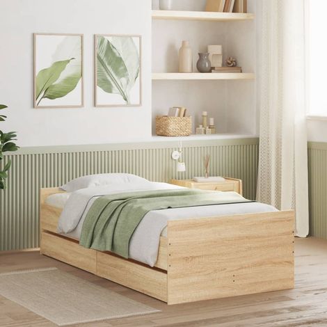 Cadre de lit sans matelas chêne sonoma 75x190 cm (1/5)