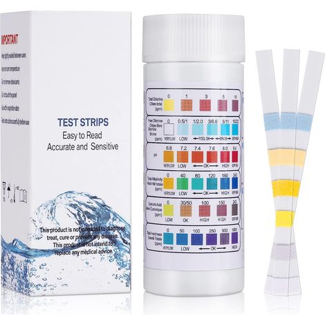 Bandelettes De Test Eau Piscine - 6 En 1 Chlore Brome PH Alcalinité Totale Dureté Acide Cyanurique - Pour Piscine Et Spa - Lot De 100 (1/5)