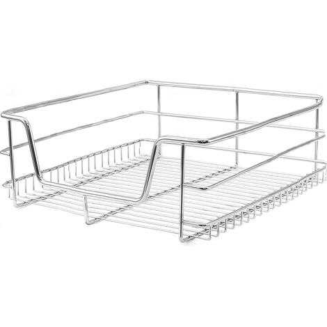 Cestelli Estraibili in Acciaio per Cucina Cassetti Organizzazione Credenza Cesto in Acciaio con Telaio e Binari per Dispensa Organizza Unità da 40 cm con Viti GRATIS - 5 Cesti