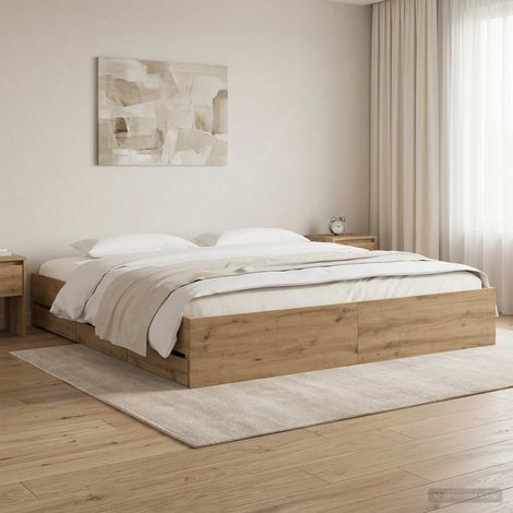 vidaXL Bed Frame with Storage Artisan Oak 180 x 200 cm Engineered wood (1/5)