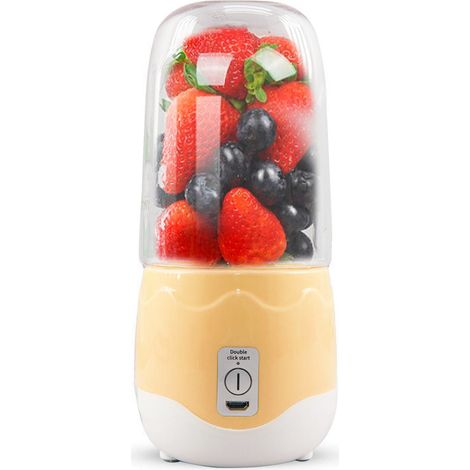 Extracteur presse-agrumes électrique mini mélangeur portable rechargeable 400ml Couleur: Jaune