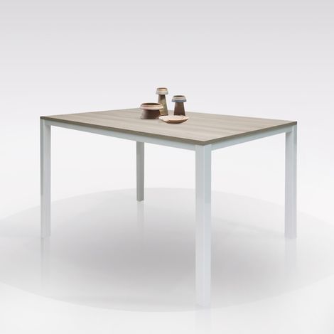 TAVOLO MOD. PLUTONE ALLUNGABILE CM 130X85 BIANCO E OLMO CHIARO (1/5)