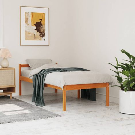 vidaXL Letto per Anziani Marrone Cera 90x190 cm Legno Massello di Pino (1/5)