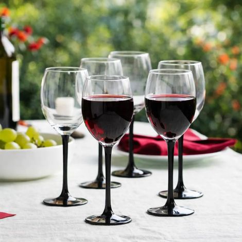 Juego de 6 copas de vino tinto de ónix.