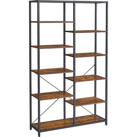 Mobile contenitore a 5 ripiani 100 x 30 x 170 cm libreria per bambini per soggiorno camera da letto bagno cucina corridoio facile da montare marrone rustico e nero 120006402