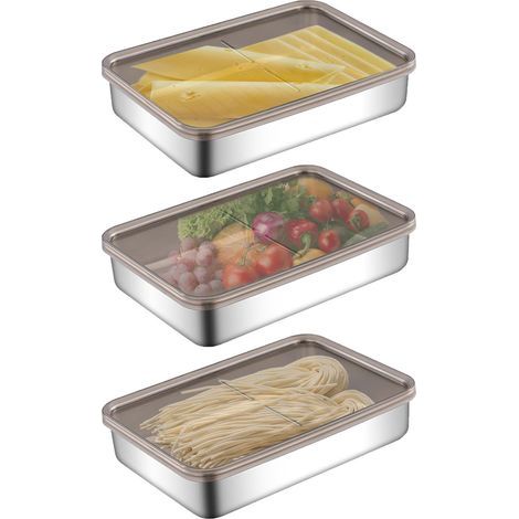 boîte de conservation alimentaire de 800 ml-Acier inoxydable-Boîte de rangement hermétique pour réfrigérateur- 3 individuel (1/5)