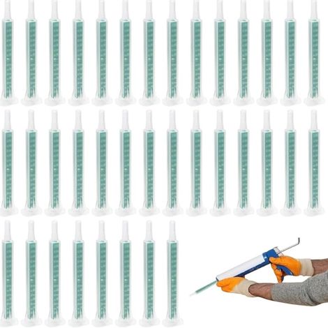 50 Pièces Buses Époxy, Buse de Mélange Statique 1:1 Buses De Mélange Tube De Mélange, Buse Tubes Époxy pour Pistolet à Colle 2K, Pistolet à Colle AB (1/5)