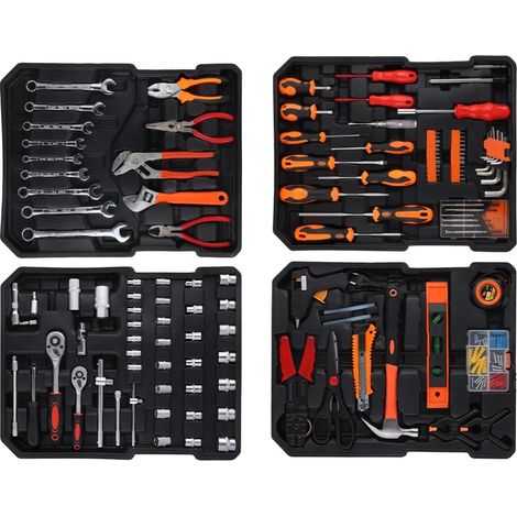 Chariot à outils, trousse à outils de 186 pièces, boîte à outils durable, 186 Coffret (1/5)