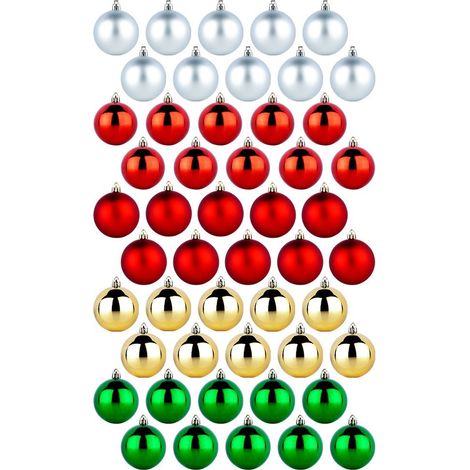 50 bruchsichere, farbenfrohe Weihnachtskugeln (Weihnachtsbaumkugel-Set) (1/4)