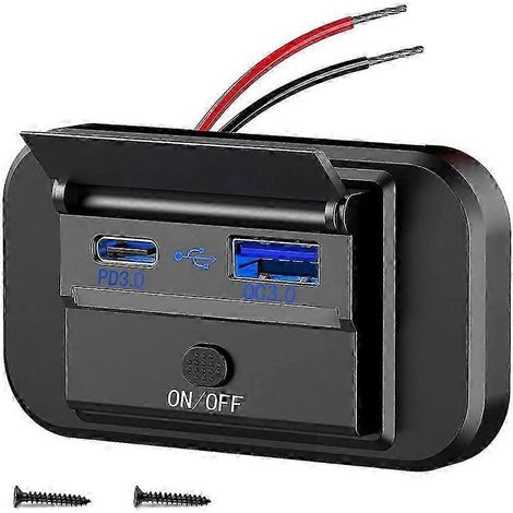 Chargeur double USB à charge rapide QC3.0 et PD3.0 pour camping-car, prise USB 12 V, accessoires simples. WHBYV (1/4)