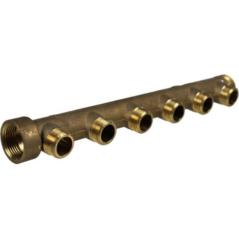Watts – Collecteur sanitaire laiton 1' Mâle/Femelle 6 départs 3/4' – Entraxe 50 mm – Pour installations sanitaires flexibles (1/2)