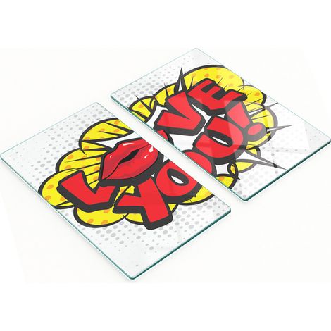 Küchenservierbretter aus Glas mit dem Aufdruck „Ich liebe dich“ (2 x 30 x 52 cm) (1/5)