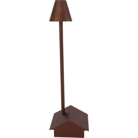 Kabellose Schreibtischlampe in Gebäudeform, batteriebetrieben, dimmbar, Touch-Steuerung, 5200-mAh-Akku, IP54 wasserdicht, LED-Schreibtischlampe, Braun (1/5)