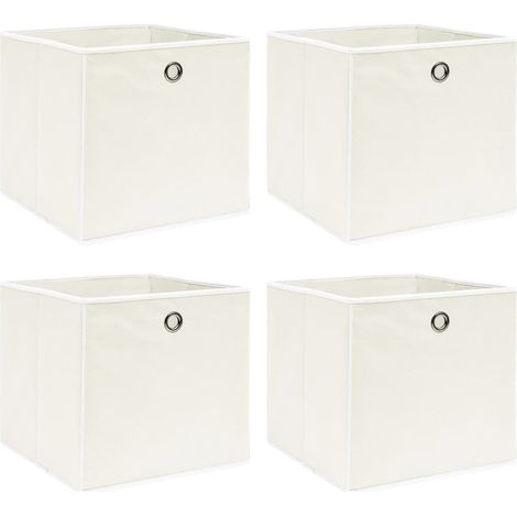 Boîtes de rangement 4 pcs Blanc 32x32x32 cm Tissu - The Living Store (1/5)