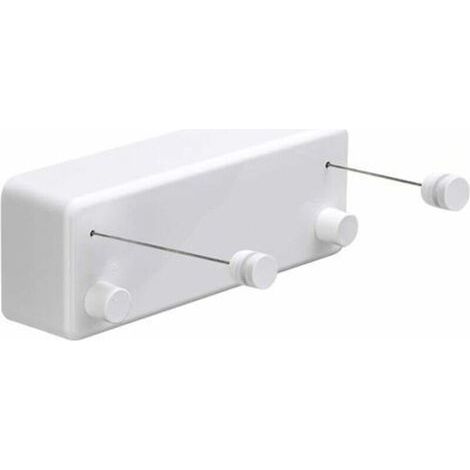 Ausziehbare Wäscheleine aus ABS + Wäschetrockner aus Aluminium mit doppelt verstellbarem Edelstahlseil, robustes Design im Hotelstil, Wandmontage, 4,2 m, weiß (1/4)