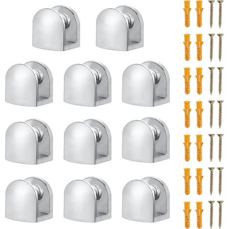 ZOLGINAH Lot de 14 supports de verre réglables en alliage de zinc pour étagère en verre solide pour bibliothèques, vitrines, étagères en verre de salle de bain (5–8 mm) (1/5)