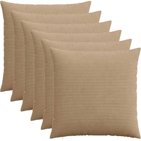 vidaXL Funda de almohada 6 pcs HEERLEN Marrón 70 x 70 cm pana (1/5)