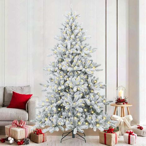 Künstlicher klappbarer Weihnachtsbaum Weiß 210 cm PVC und Stahl