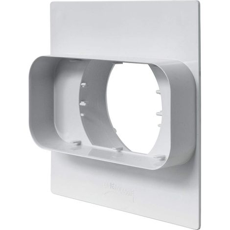 La Ventilazione PM157100B Plaque de passage murale ronde pour tuyau rectangulaire 150 x 70 mm - 100 mm Blanc