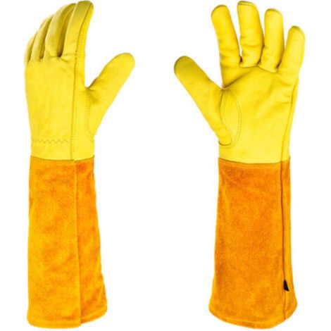 Pair of Gardening Gloves Leather Protection Gardening Gloves for Thorns and Brambles and Work Gloves,M (1/4)